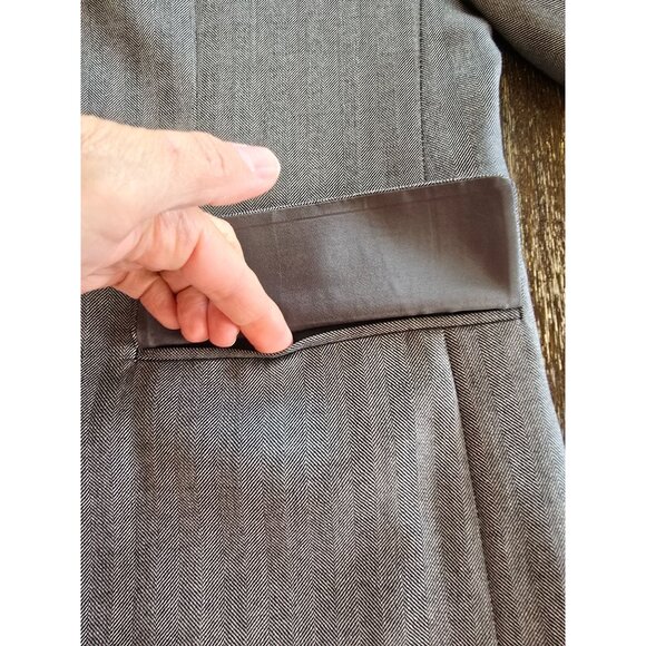 Nautica Mens Wool Blazer 44R Gray Herringbone Pattern - Picture 6 of 13